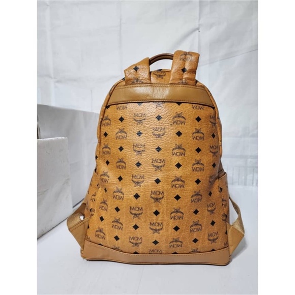 Authentic MCM Visetos Medium Sprinkle Stud Stark Backpack Cognac - Picture 4 of 16